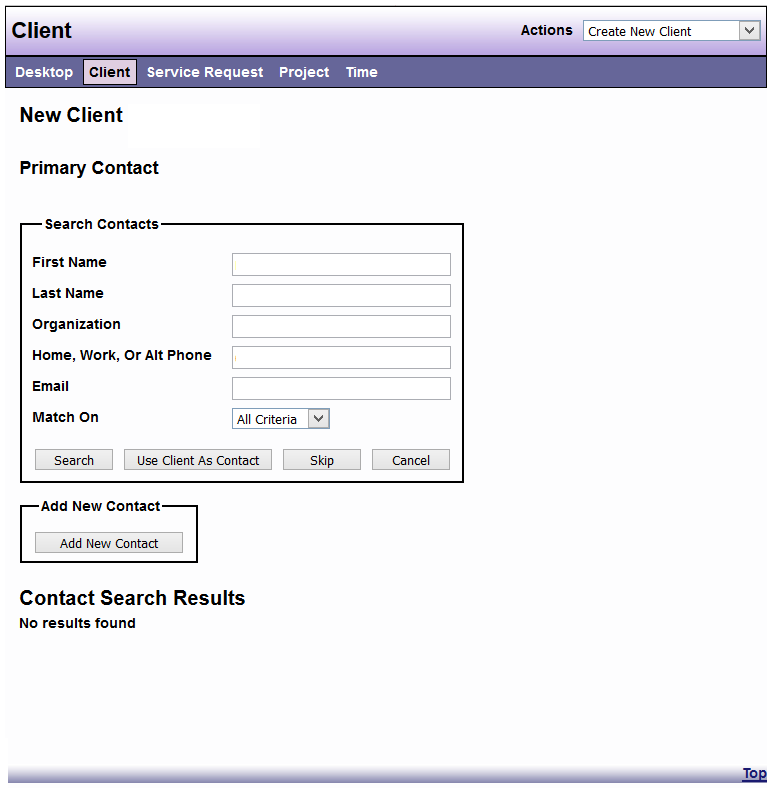 Primary contact field