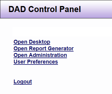 DAD control panel